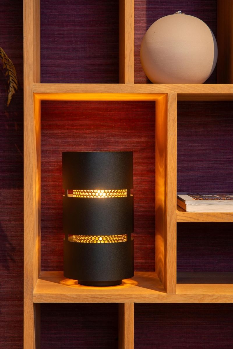 Lucide ROSAS - Stolná lampa - Ø 16 cm - 1xE27 - Čierna